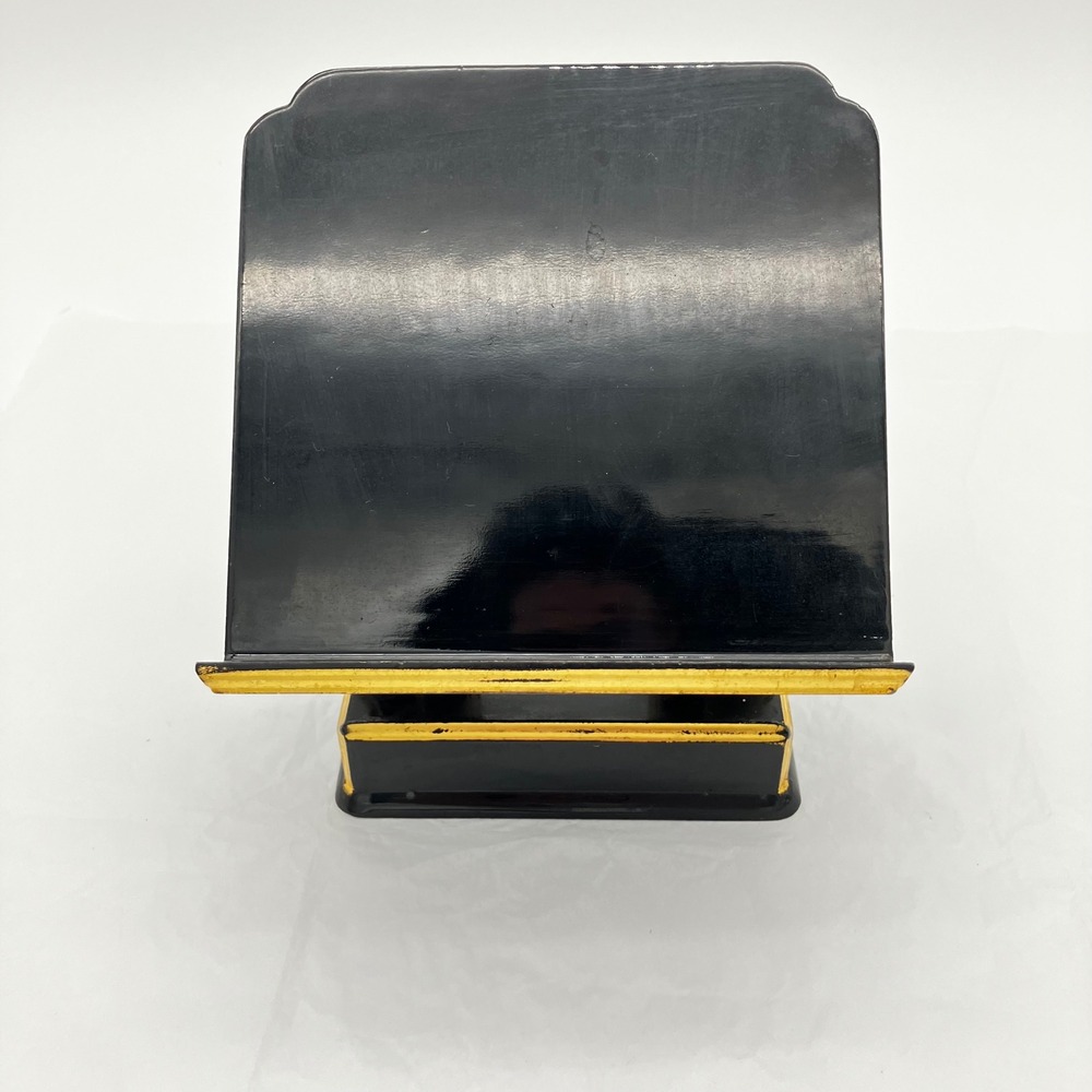 Vintage Japanese Buddhist Kendai Book Stand Black Lacquer Gold Butsudan Altar